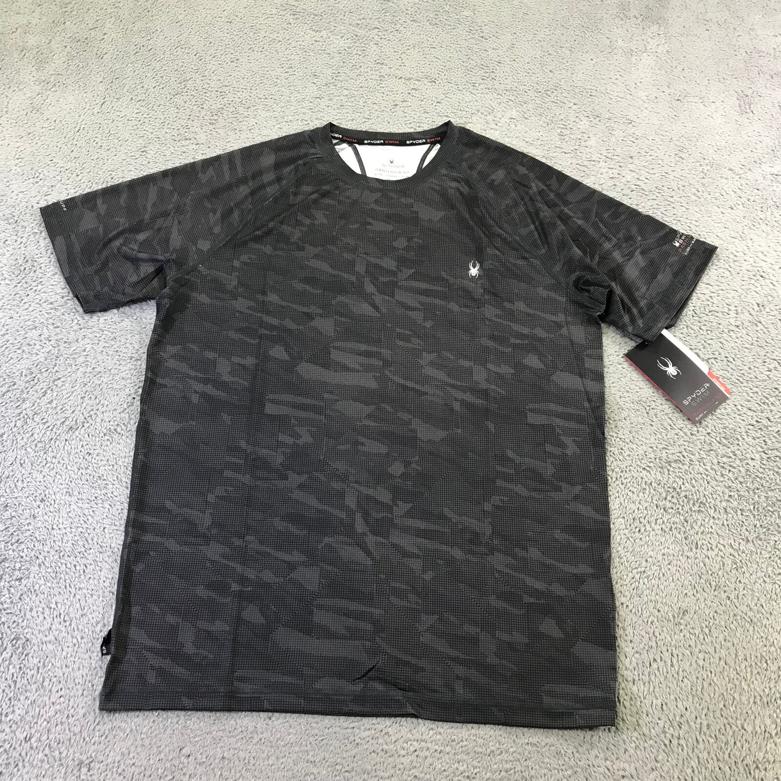 Spyder Shirt Mens Medium Swim Rash Guard Shirt Digital Black UPF 30 Surf Hiking gallery