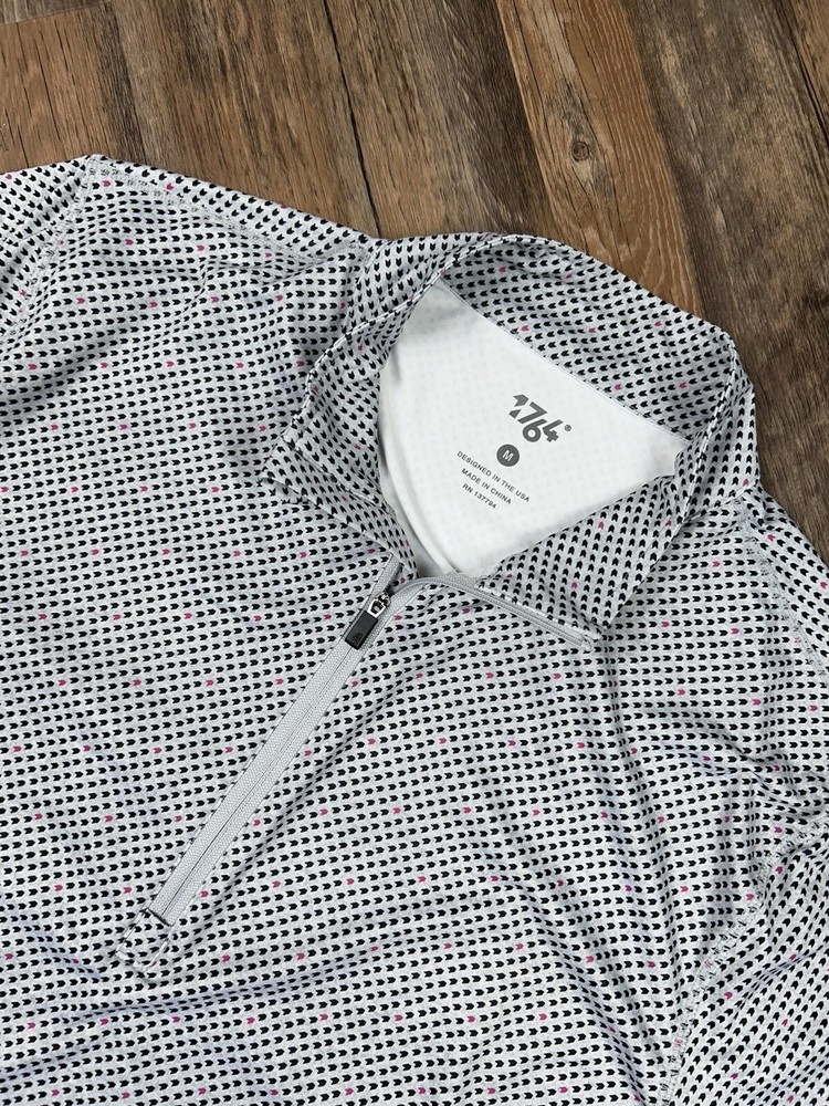 1764 Golf Pullover Jacket Men's M Gray 1/4 Zip Geometric Stretch Performance