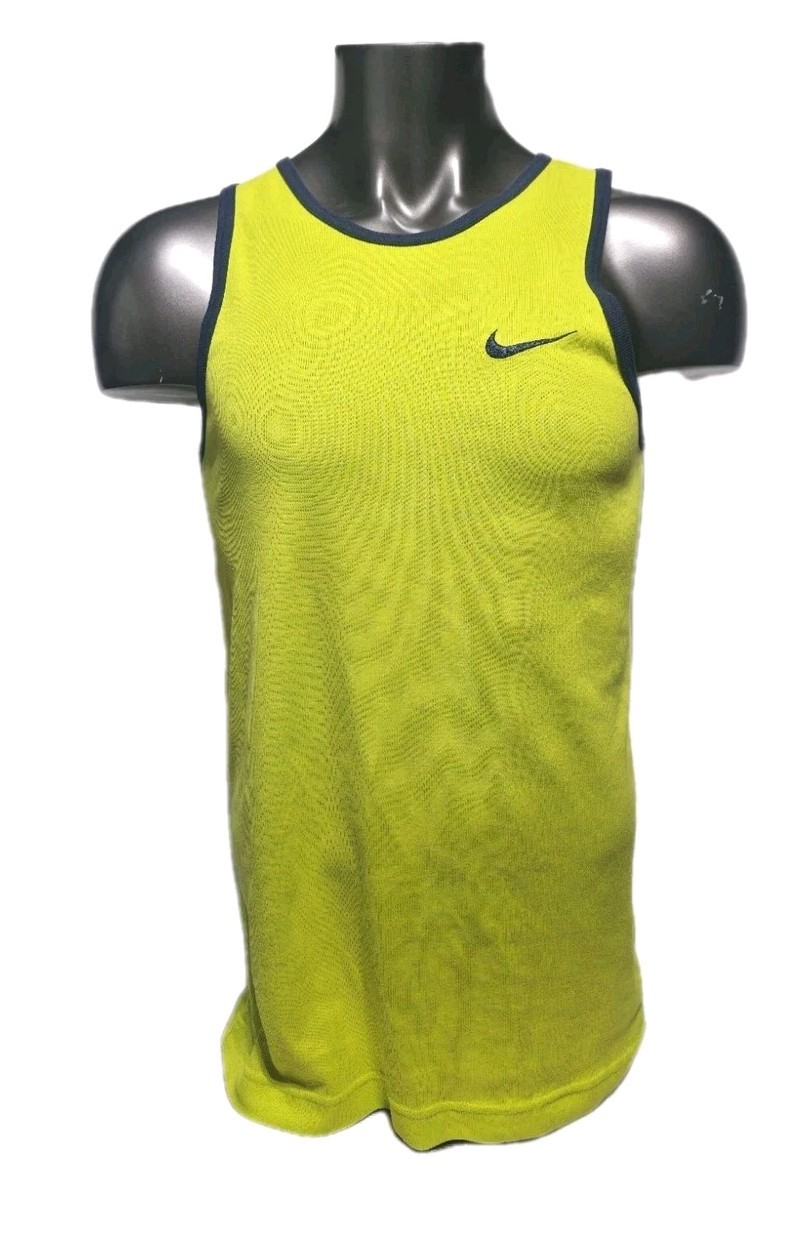 Vtg Nike Tank Top SZ L Shirt Men's XL Neon Green Blue Swoosh Athletic 90's Volt gallery