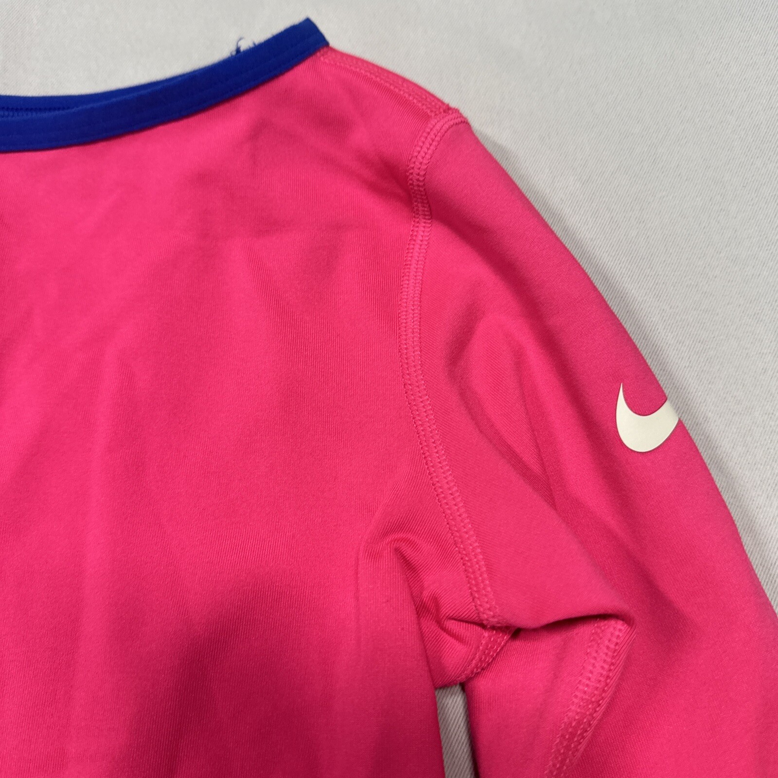 Nike Pro Pink With Blue Trim Dri-Fit Shirt Youth Small gallery