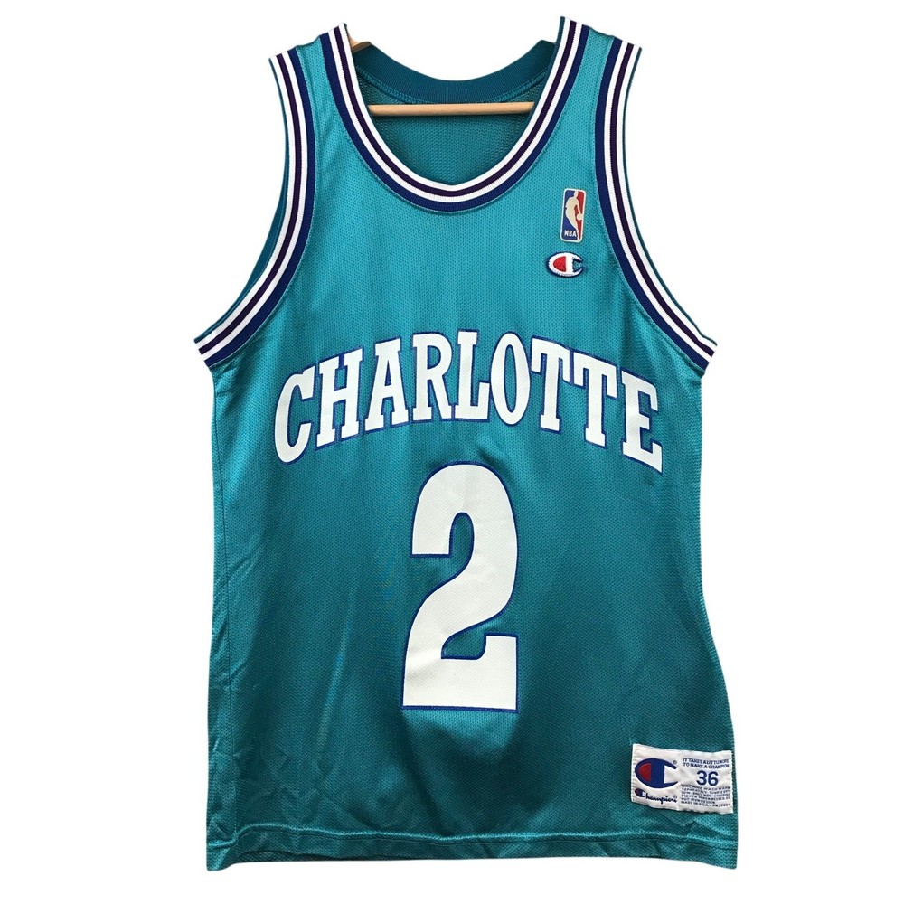 90s Vintage Charlotte Hornets Larry Johnson Jersey size 36