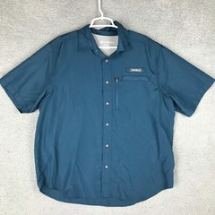 Eddie Bauer Mens Outdoor Button Down Collared Breathable Green Shirt Size XL