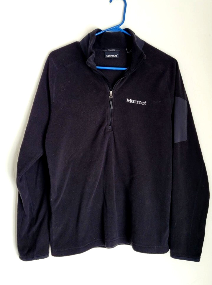 Marmot pullover jacket fleece polartec men's size S black 1/4 zip long sleeve gallery