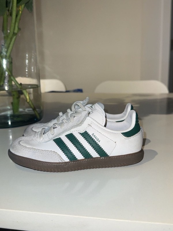 Adidas Samba Toddler Shoes White Green Size 9.5K gallery