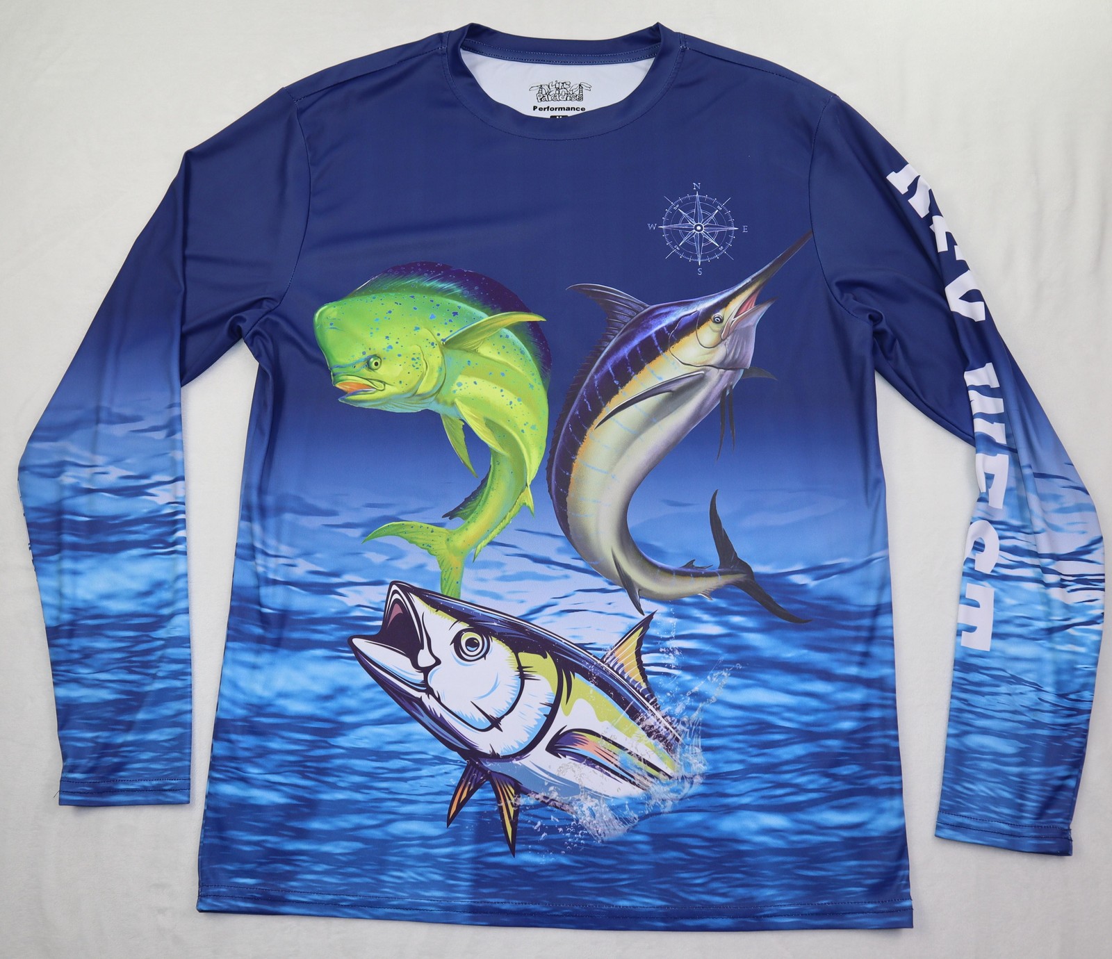 Life In Paradise Shirt Men's Medium Blue Fishing Graphic UPF 50 Long Sleeve gallery