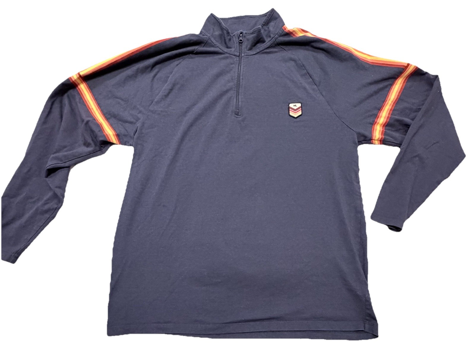 Marine Layer Weekend Sport Mens Blue Stripe 1/4 Zip Poly Blend Pullover Size XL gallery
