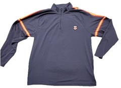 Marine Layer Weekend Sport Mens Blue Stripe 1/4 Zip Poly Blend Pullover Size XL