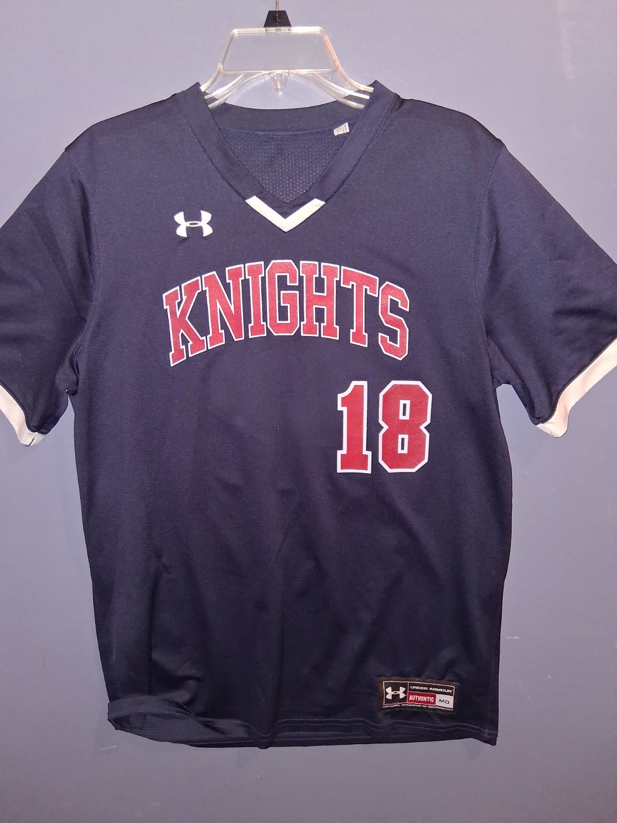 Under Armour Authentic "Knights" Soccer Jersey #18 Navy Blue Red White - Mens MD gallery
