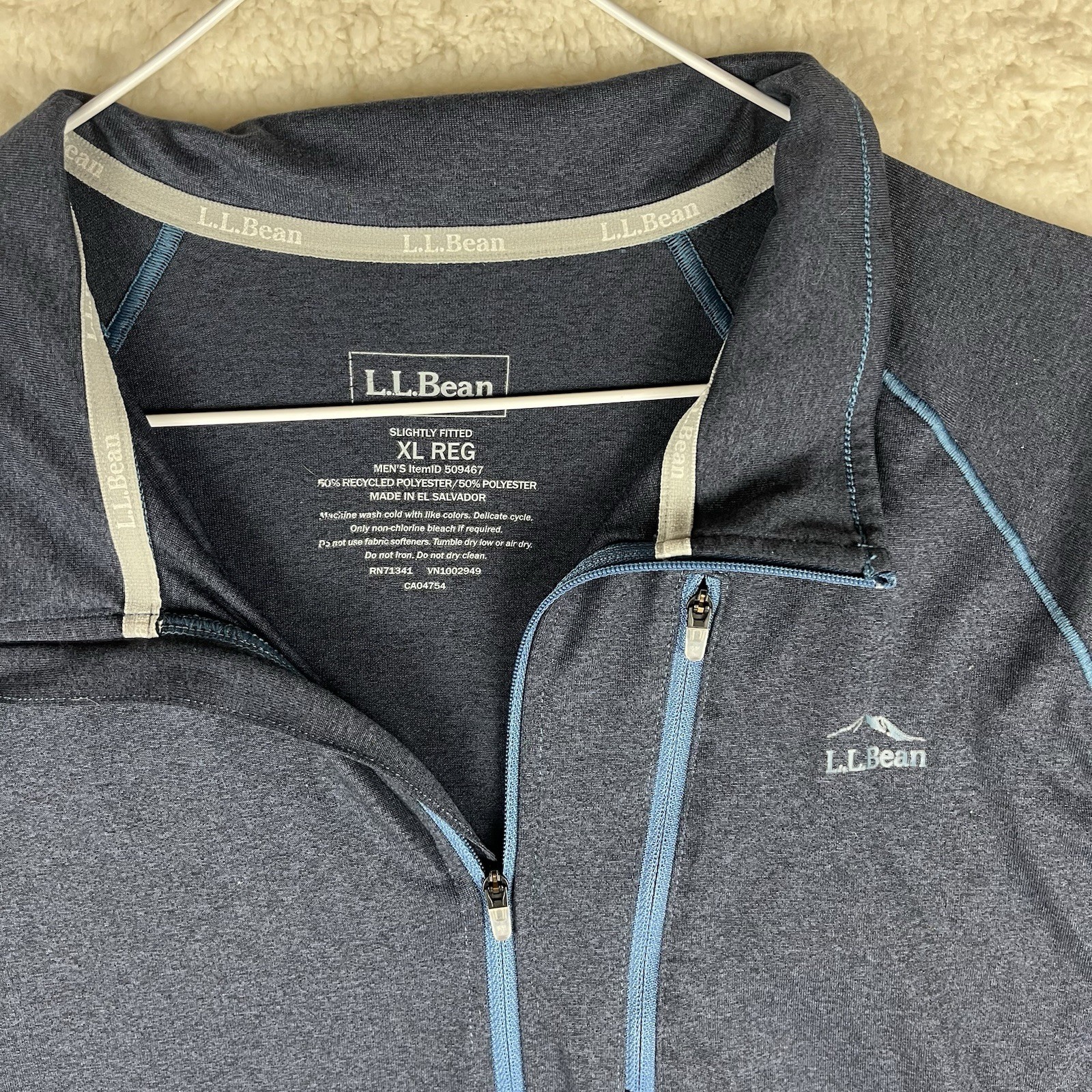 LL Bean Top Mens XL Quick Dry Trail Tee 1/4 Zip Long Sleeve Pocket T-shirt gallery
