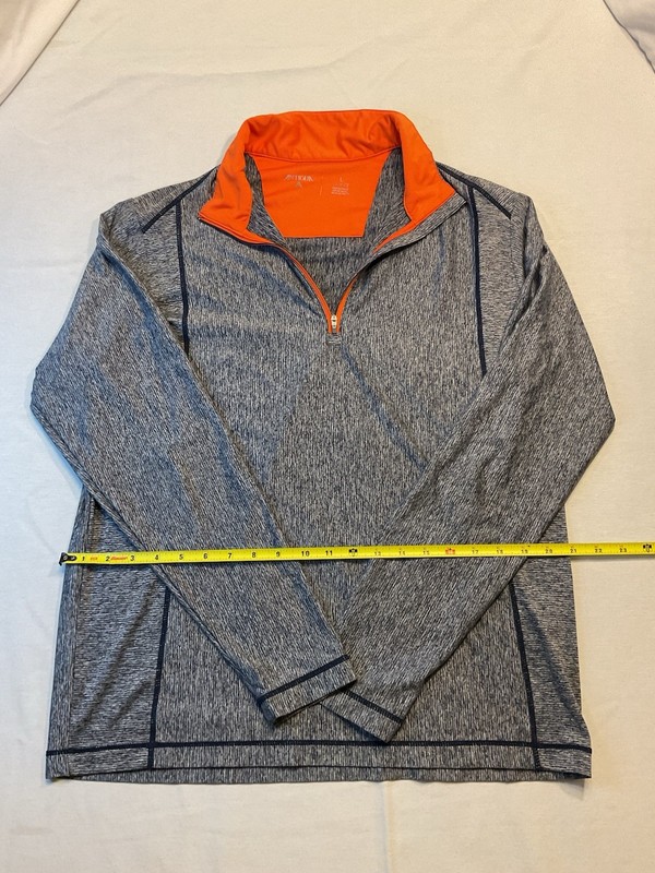 Antigua Men's Heather Gray Orange Accents Lightweight Pullover, Size Large gallery
