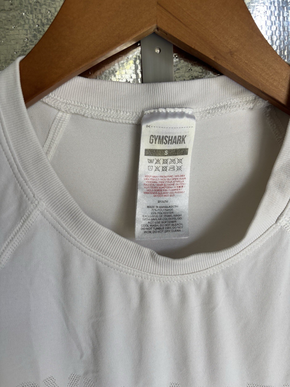 Gymshark Men's White Logo Crew Neck Raglan Stretch Gym Training T-Shirt S gallery
