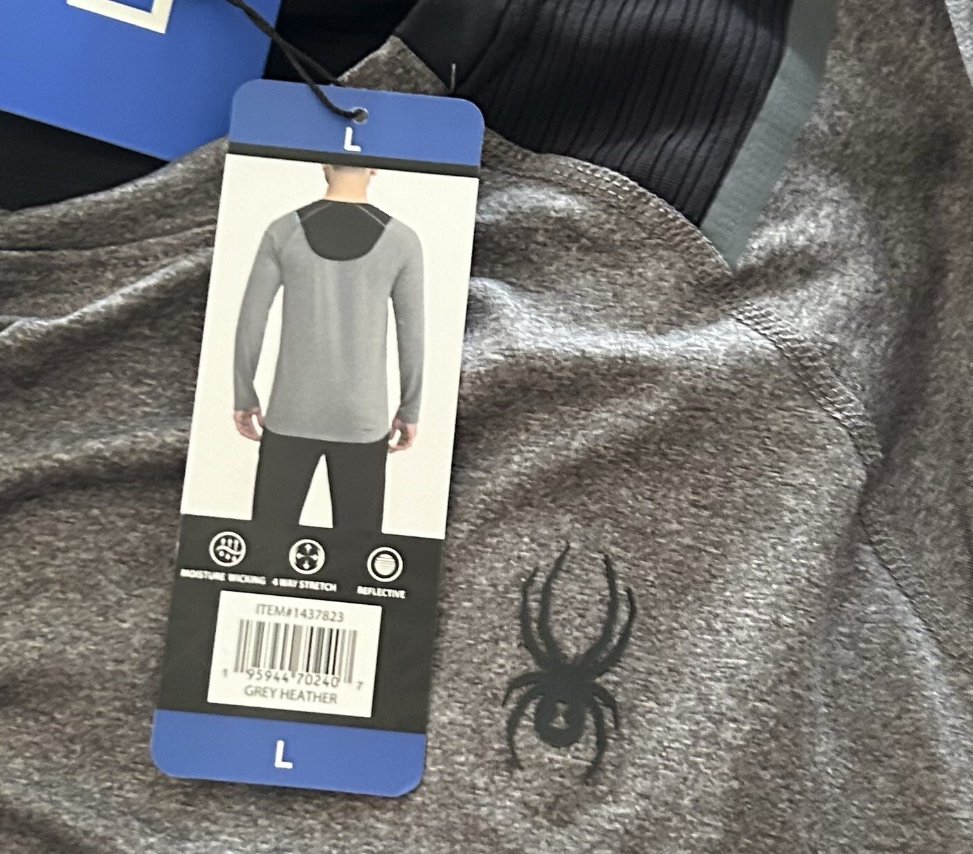 Spyder Active Men’s Long Sleeve Shirt, Color Gray, Large, Stretch, Wicking. gallery