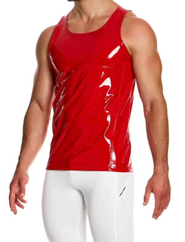 Modus Vivendi Tight Fit Tank Top Viral Vinyl Shiny Glossy Red 08031 B50 gallery
