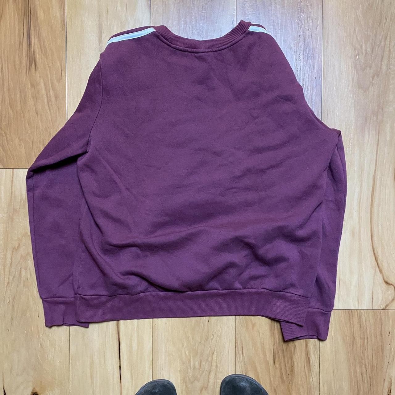 Adidas Men's Maroon Crewneck Sweatshirt Pullover 3 Stripe Size L Casual Athletic gallery