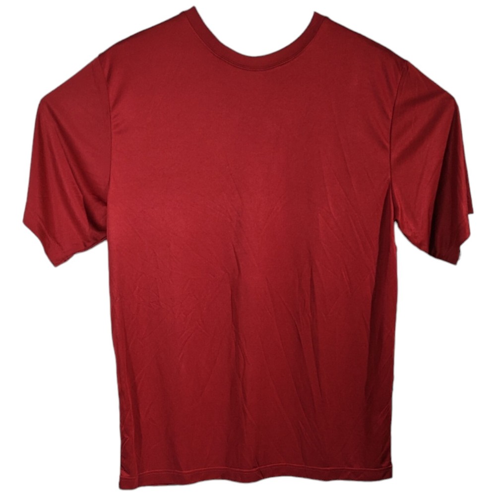 Plain Red Workout Shirt Mens Performance Gym Top Dark Red Size L Large Team 365