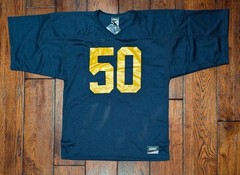 VTG BIKE MICHIGAN Colors Blue & Maize Mesh Football Jersey #50 Size Large – NWT