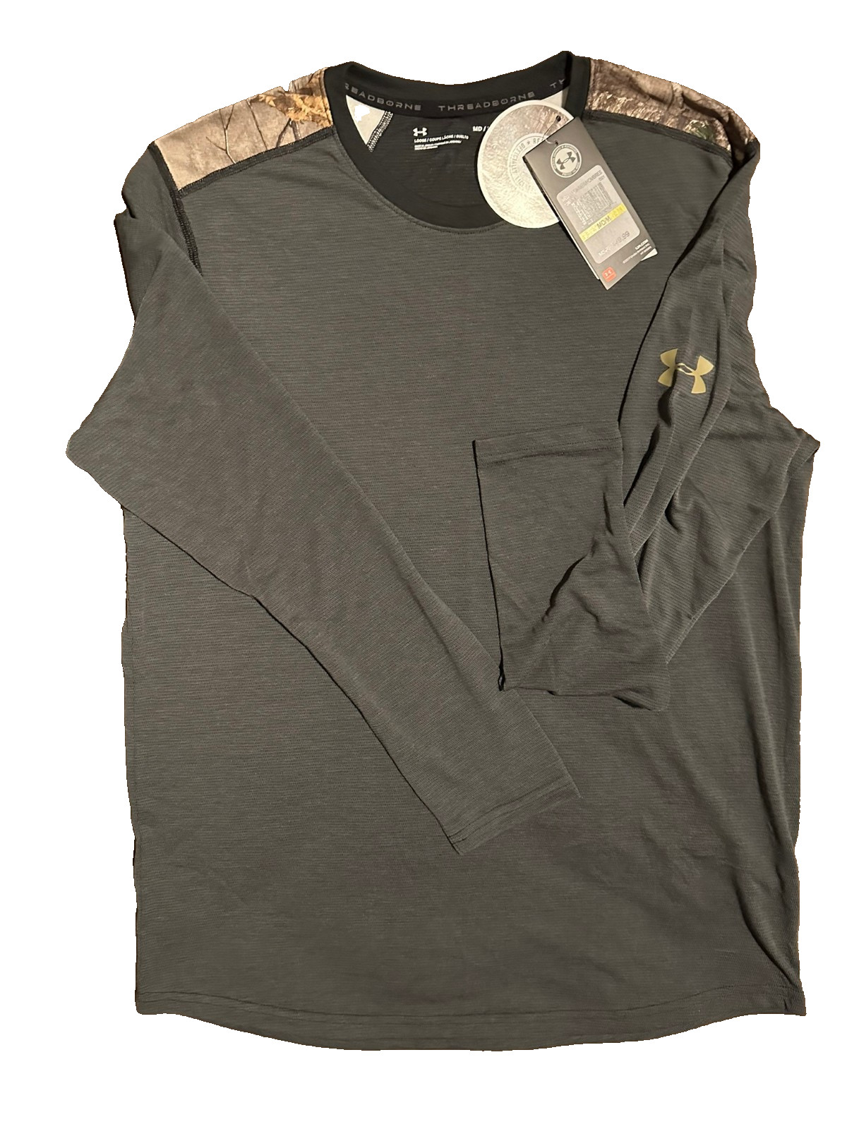 Under Armour Threadborne Shirt Mens M Medium Grey Camo Long Sleeve Tactical NWT gallery