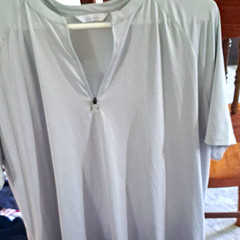 Men’s White Henley 1/4 Zip Short Sleeve Pullover T-Shirt Size L Solid