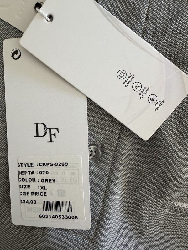 New Men’s Denim & Flower Ricky Singh XL Grey Gray White Polo Golf Shirt gallery