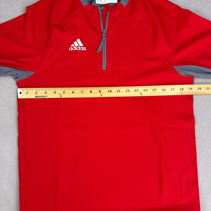 Adidas Baseball Cage Jacket Pullover Shirt Mens XS Red Gray 1/4 Zip Climalite gallery