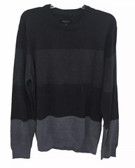 Structure Mens Classic Striped Crew Pullover Sweater Black Grey XXLarge $50.00