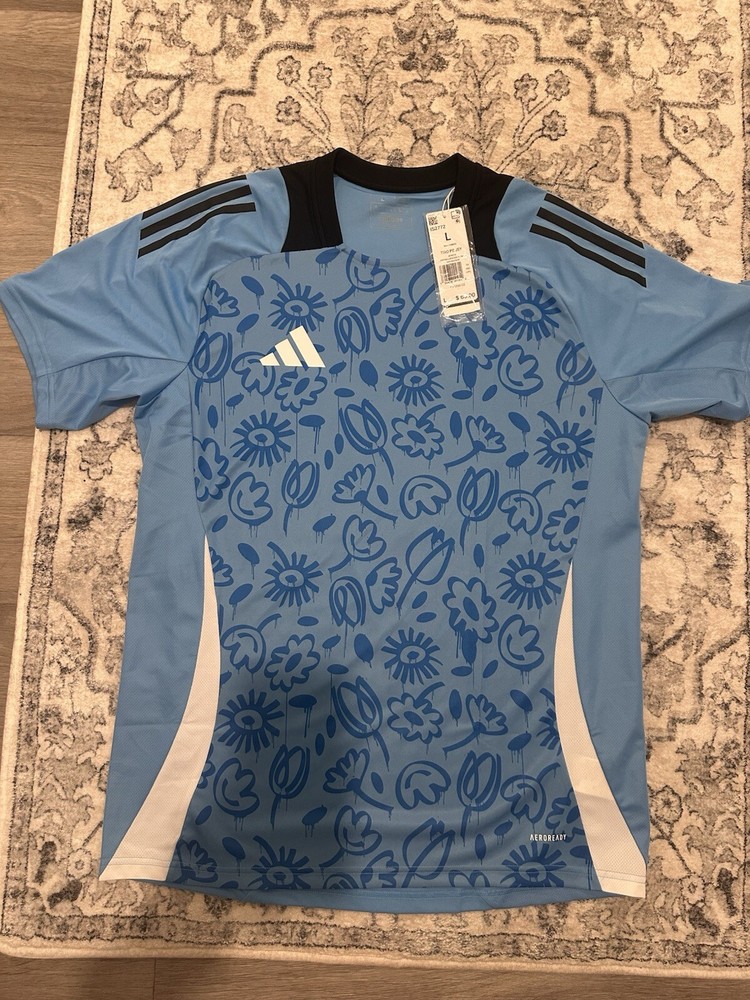 Adidas Tiro 24 Soccer Jersey Mens Large Floral Blue IS2772