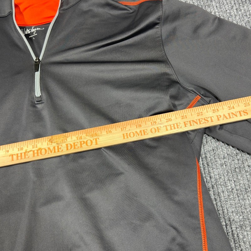 Walter Hagen Pullover Mens L Gray Orange 1/4 Zip Long Sleeve Golf Shirt gallery