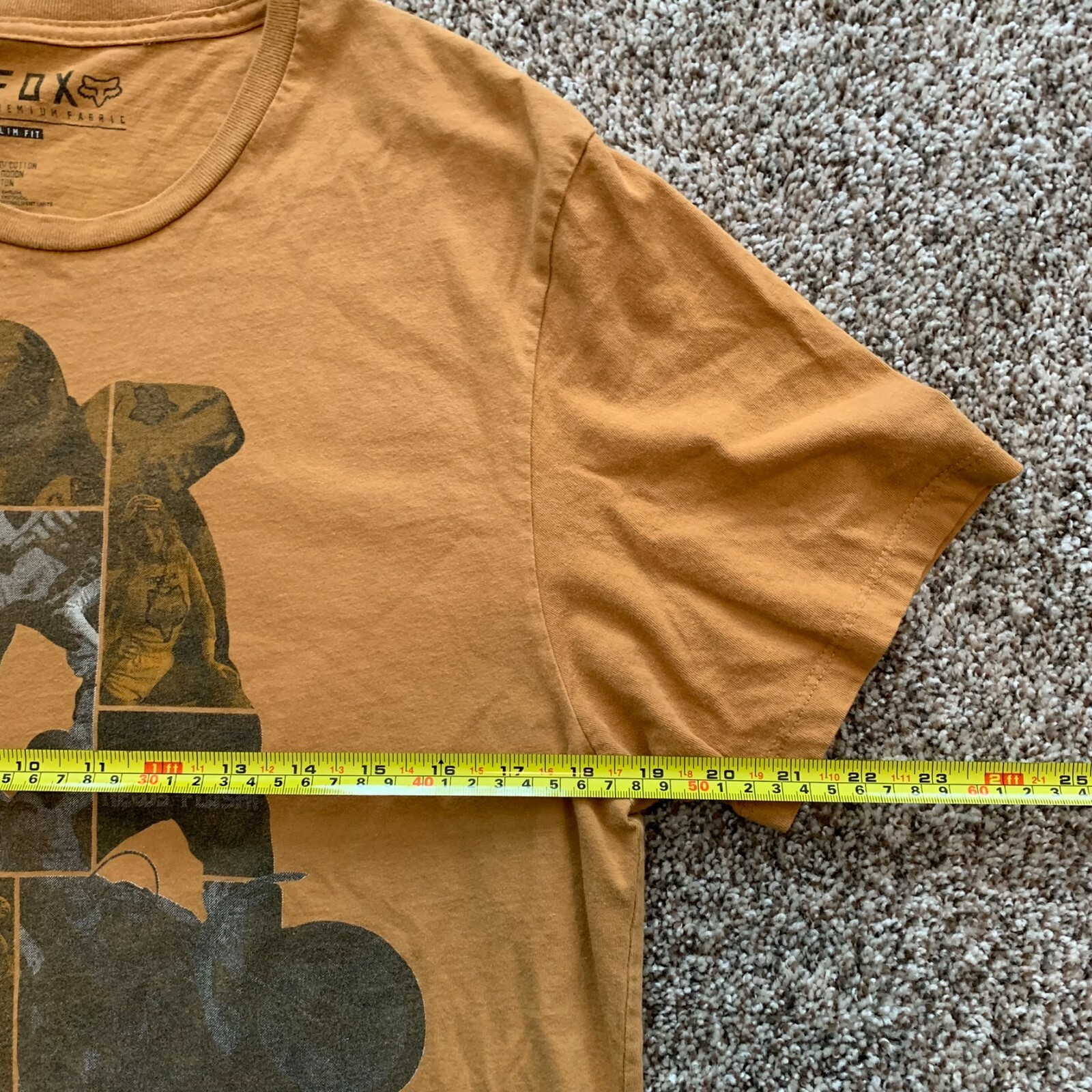 FOX RACING MEN Yellow Premium Tee T shirt Slim Fit LARGE Cotton MotoRacing gallery