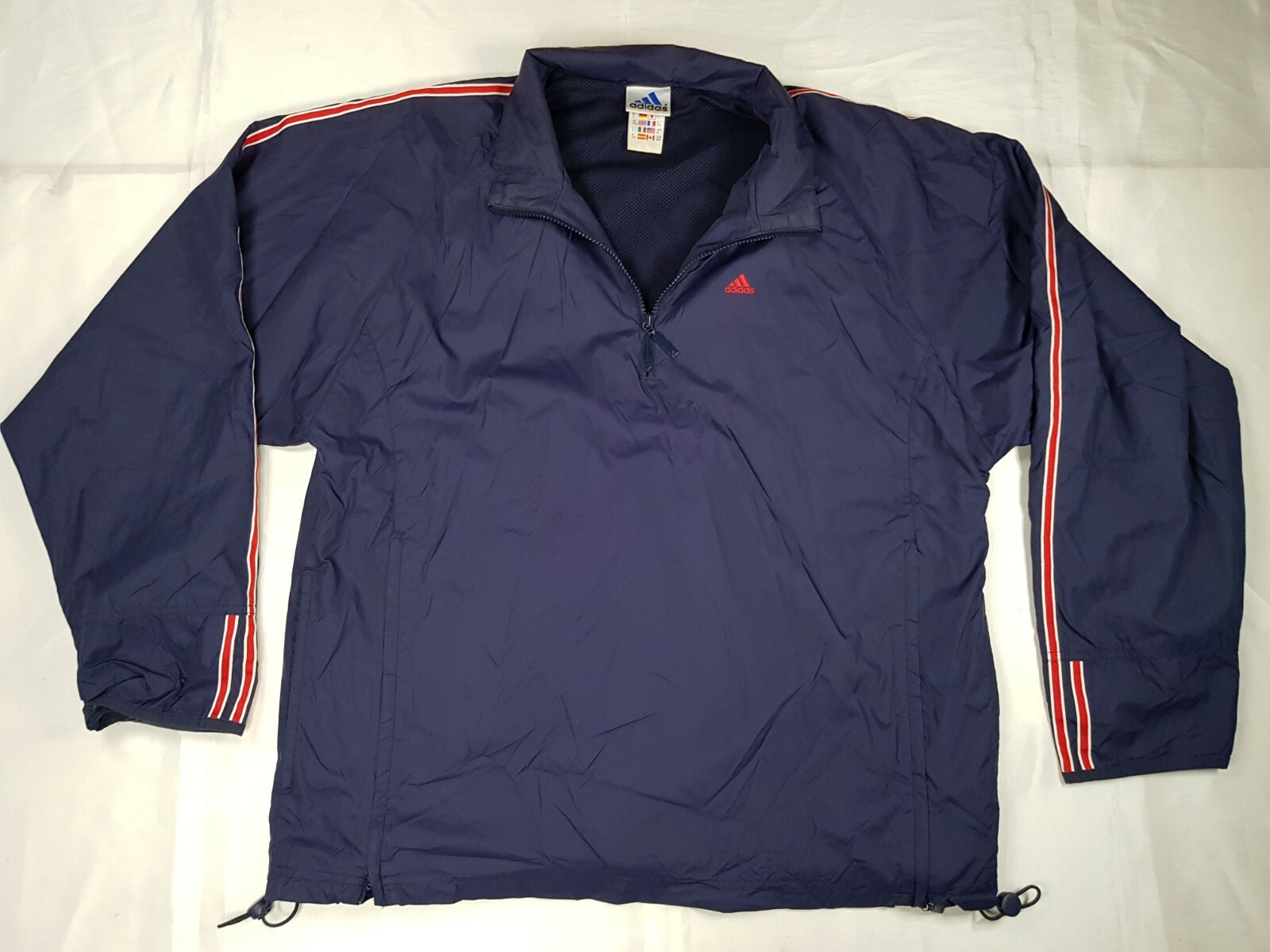 VINTAGE ADIDAS SIZE M-L 38/40UK MENS NAVY PULLOVER JUMPER LIGHTWEIGHT JACKET ZIP gallery