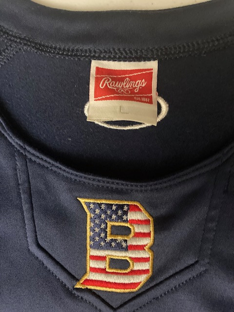 Rawlings Long Sleeve Baseball Practice Jersey Mens Large Navy Blue Base Layer gallery