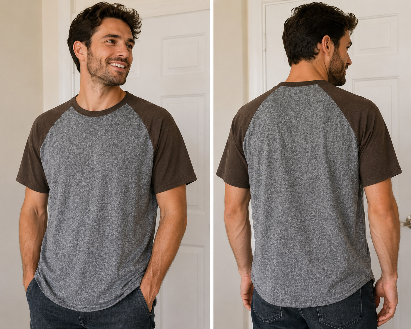 PacSun Los Angeles Scallop Fit Raglan Tee Gray Brown Short Sleeve Shirt Men’s L gallery
