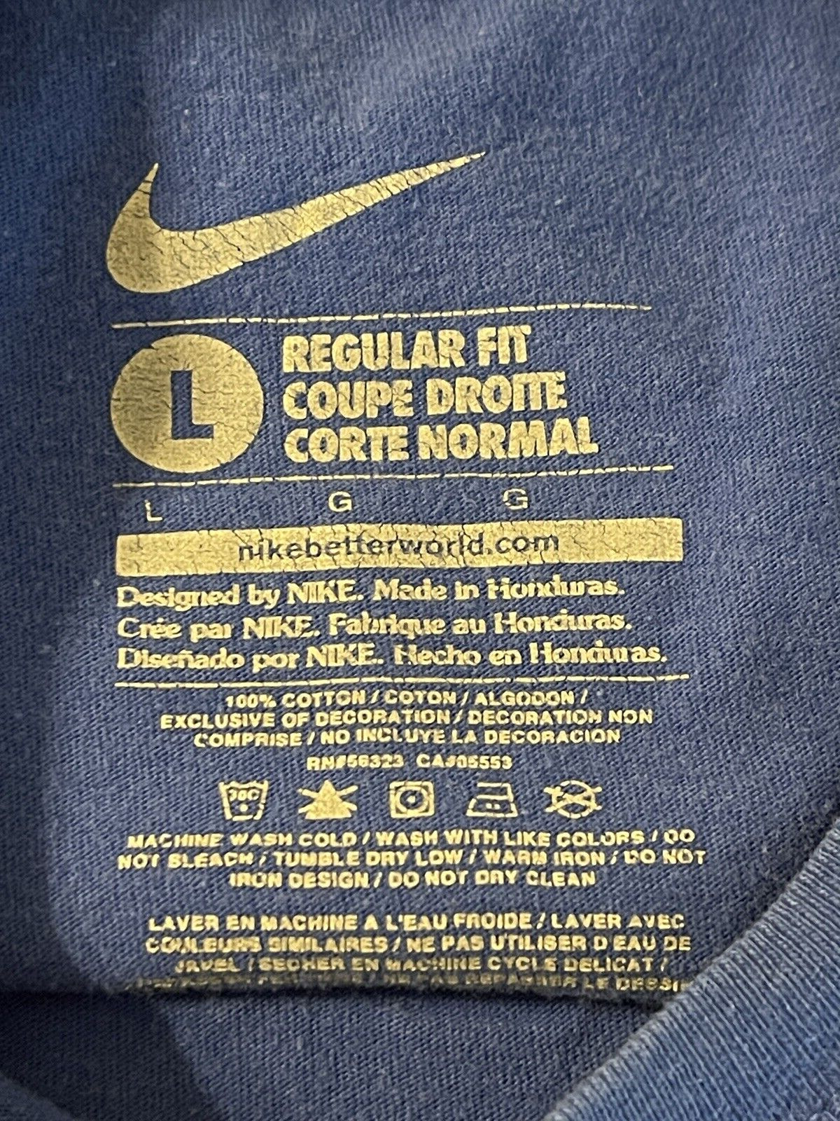 NIKE LONGER HARDER FASTER RUNNING TRAINING Mens LARGE BLUE T-Shirt gallery