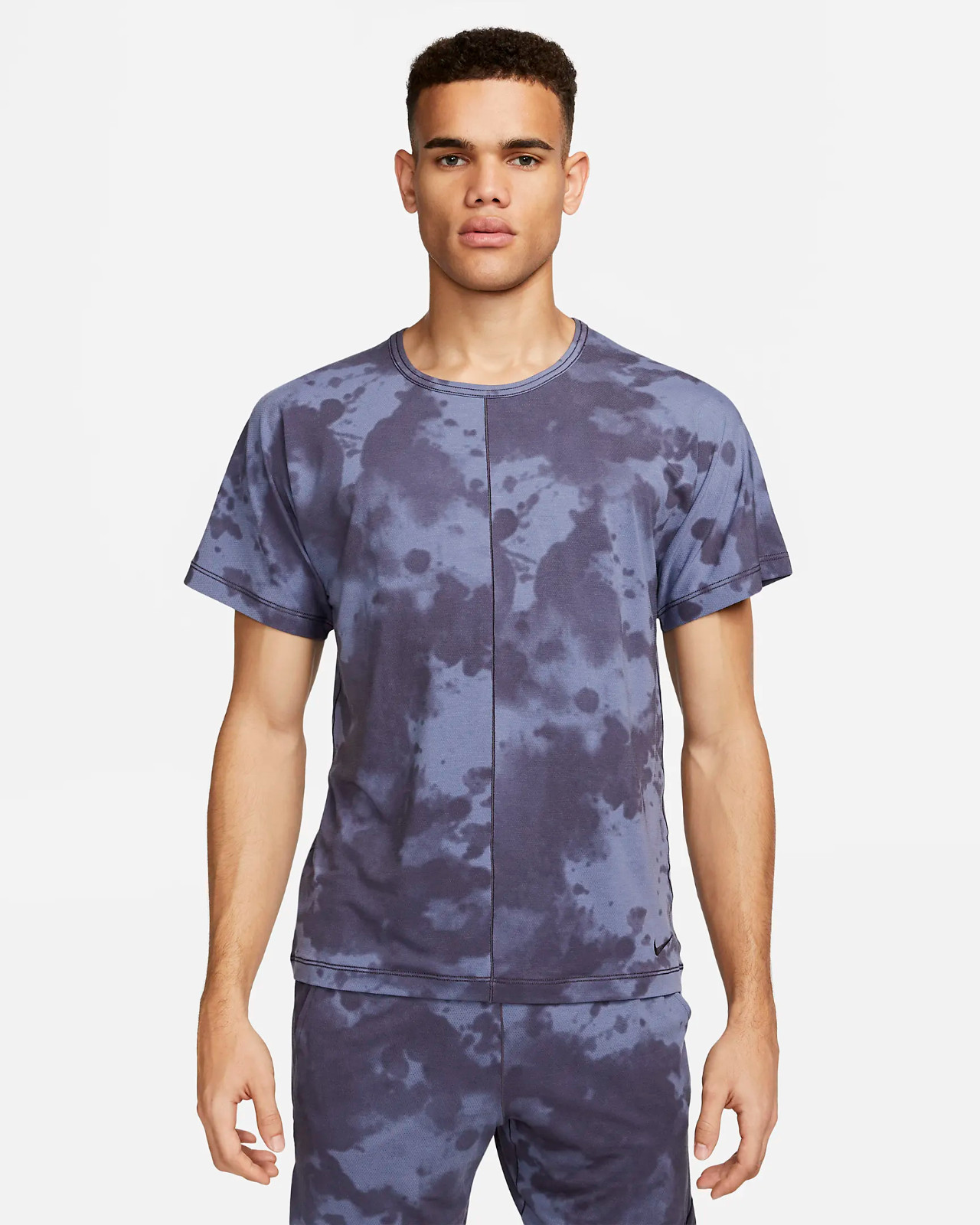 Nike Yoga Top Dri-FIT Allover Print Short-Sleeve Gridiron DX0922-015 Mens Medium gallery