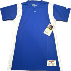 NWT Wilson Youth Large YL Baseball Jersey Royal Blue White 2-Button WTA8516