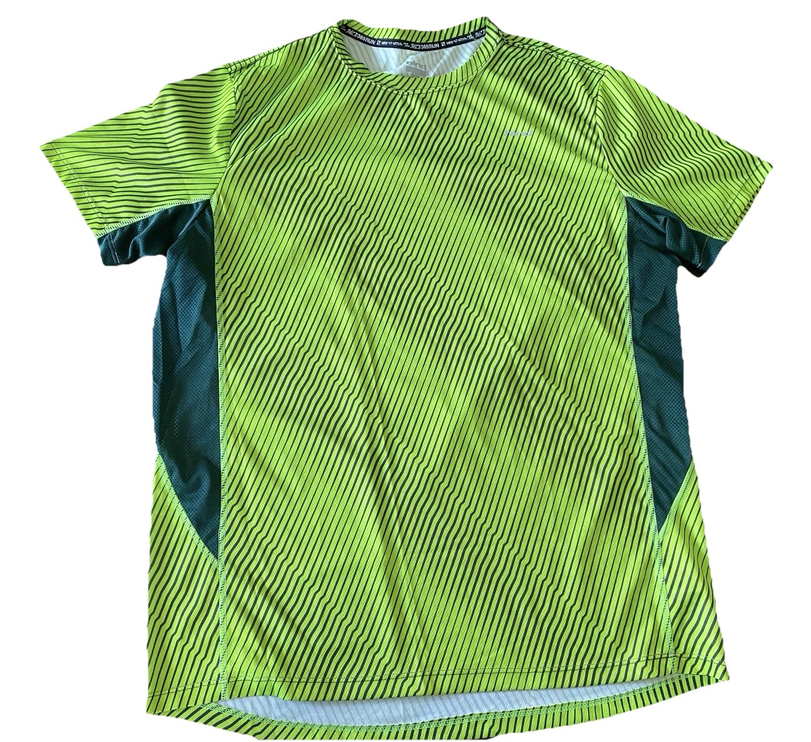 Hind Mens Large 24*7 365 Run Neon Lime Green Stretch Running Shirt XL Quick Dry gallery