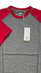 Tasc Performance Carrollton T-Shirt Blocked Tee Perfect Gray/Red Size Small