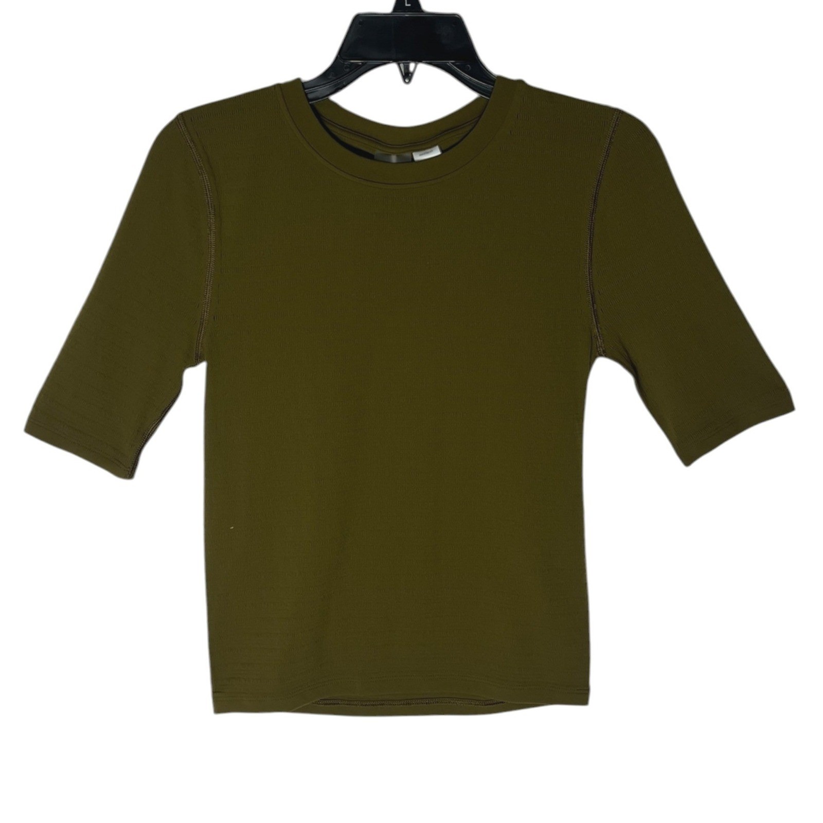 CALIA Focus Seamless Crop Tee Dark Khaki Olive Green Elbow Sleeve Men Medium NEW gallery