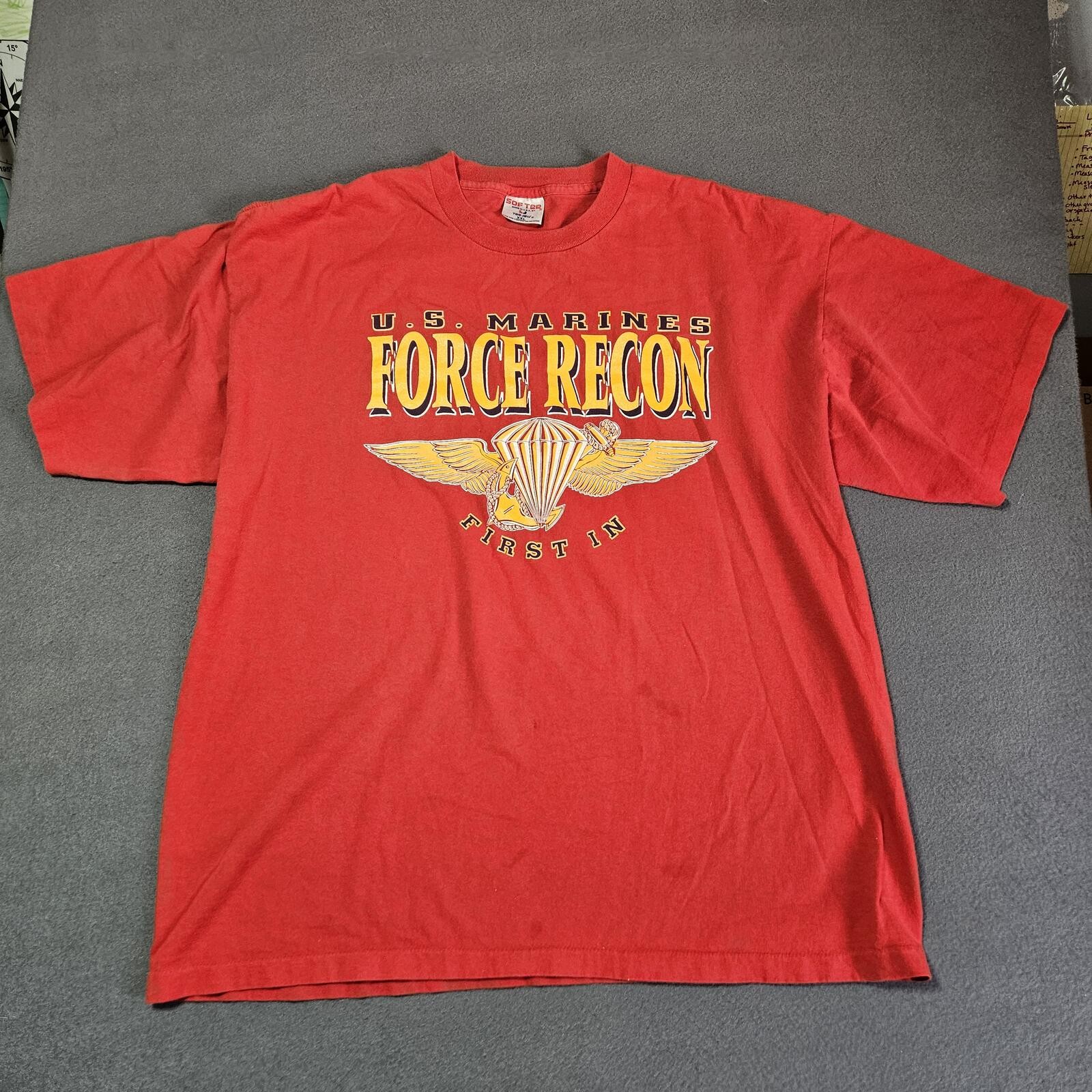U.S. Marines Force Recon Red T-Shirt Size. 2X Large Cotton Military Graphic Tee gallery