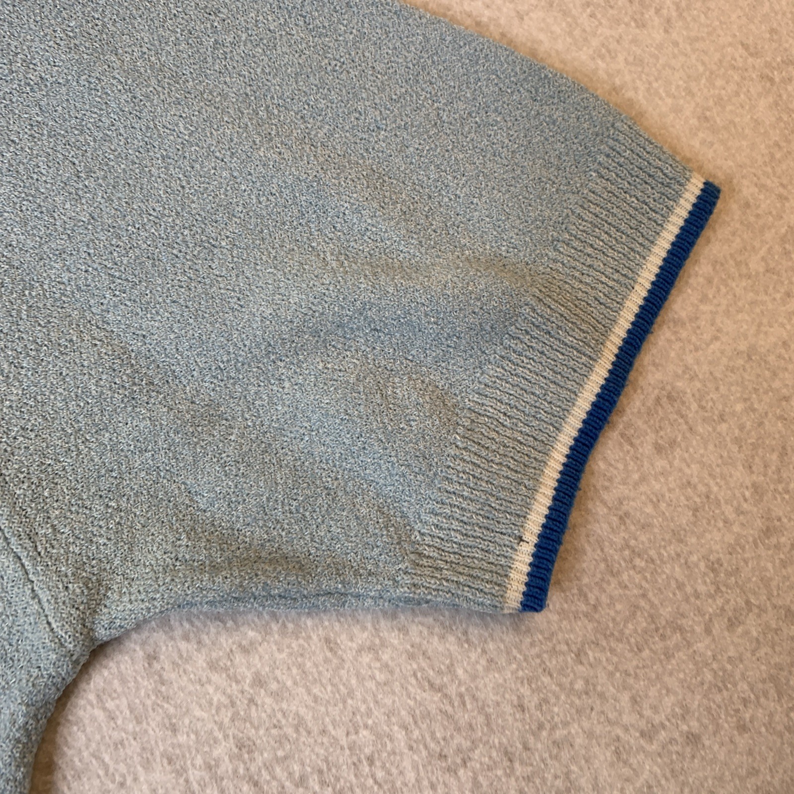 Vintage 70s Mens Baby Blue Terry Cloth Shirt Medici Size M Damage gallery