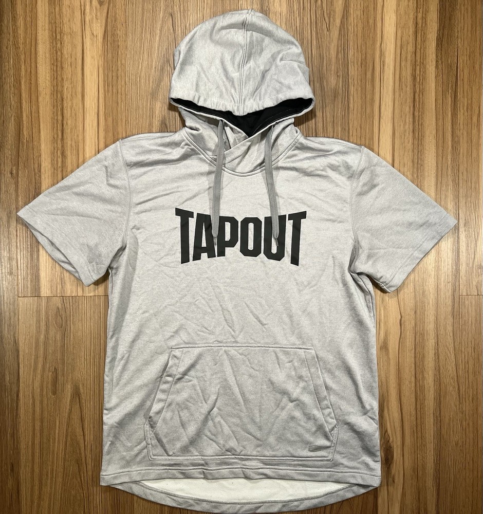 TapOut Hoodie Men’s Large Gray Short Sleeve Graphic Print MMA Training Gym