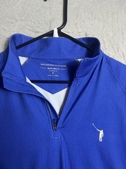 Holderness & Bourne Mens M Balfour 1/4 Zip Performance Blue NLU No Laying Up EUC