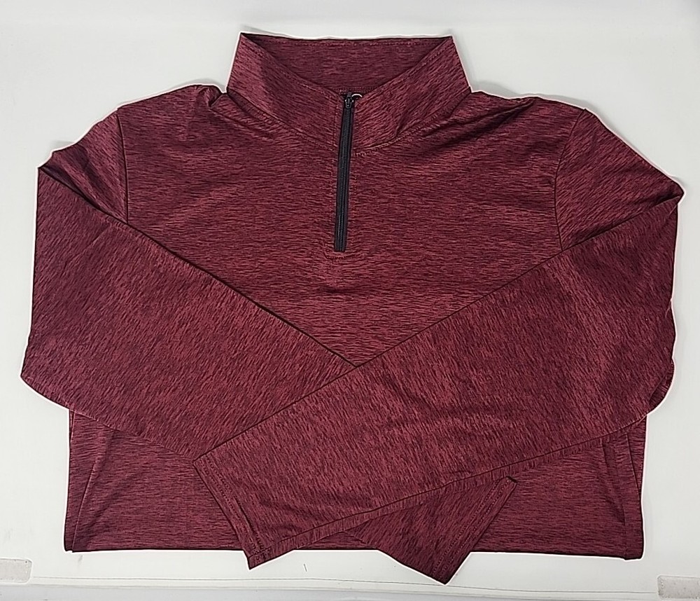 Real Essentials Men's Active 1/4 Zip Color: Burgundy Heather Size: Medium