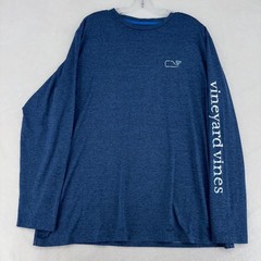 Vineyard Vines Mens XL Performance Long Sleeve OTG Whale Tee Nautical Navy Hthr