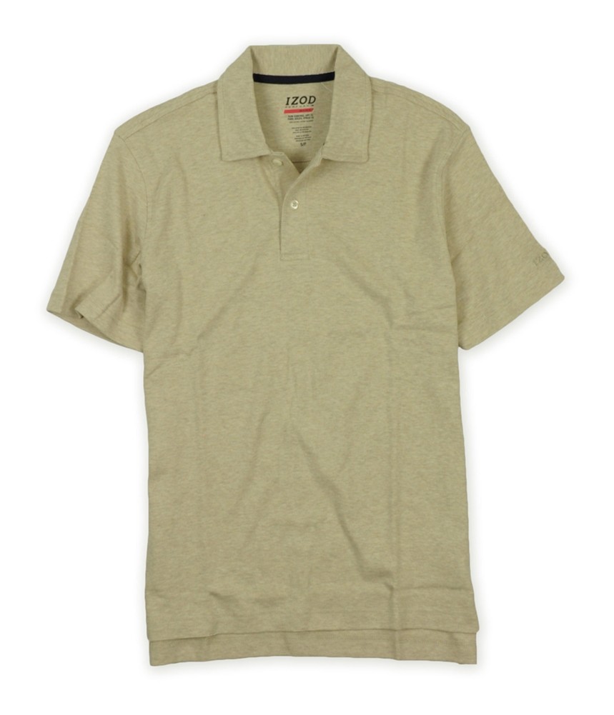 IZOD Mens Basix Sun Control Upf 15 Polo Shirt, Beige, Small gallery