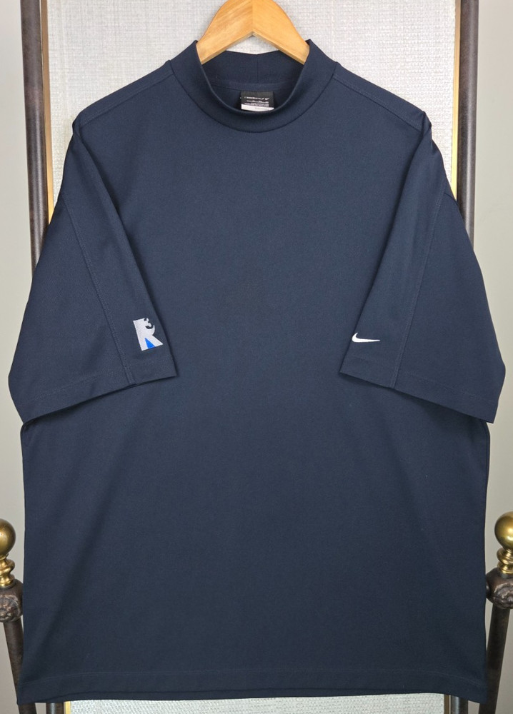 VTG NIKE GOLF Size XL Mens Performance Mock Neck Polo Shirt Short Sleeves Blue
