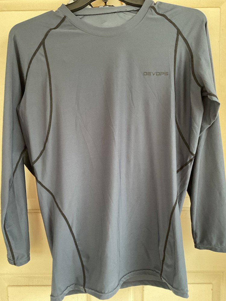 DEVOPS MENS COMPRESSION ATHLETIC SHIRT XL GRAY 42"C30"L
