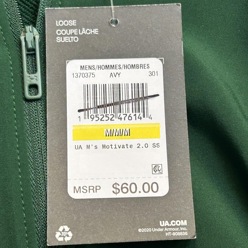 Under Armour Pullover Mens M Green Motivate 2.0 Short Sleeve 1/2 Zip Performance gallery