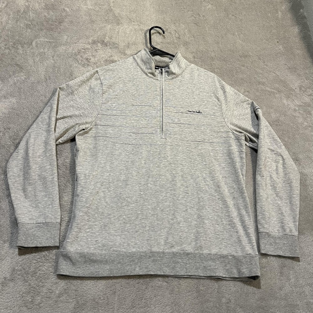 Travis Mathew Pullover Mens Medium Gray 1/4 Zip Long Sleeve Golf Toscana