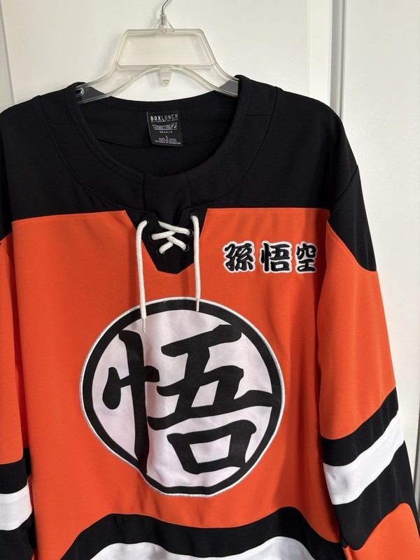 EUC MENS L LG BOX LUNCH DRAGON BALL Z SON GOKU #59 HOCKEY JERSEY TOP ANIME SEWN gallery
