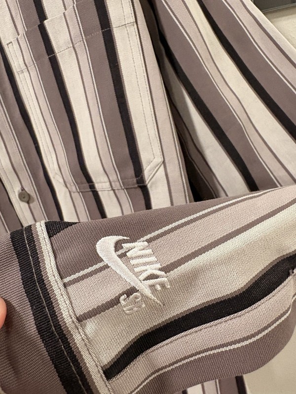Nike SB Striped Shacket Button Down Long Sleeve Shirt Gray HJ2906-289 Men’s L gallery